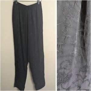 CP Shades black LARGE floral embroidered elastic high waist pants lagenlook